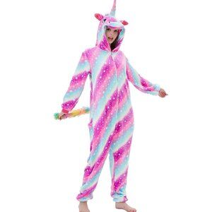 6463 Fleece Unicorn Onesie Adult Pajamas Cartoon Animal Christmas Halloween